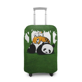 Чехол для чемодана 3D с принтом Милая панда в Новосибирске, 86% полиэфир, 14% спандекс | двустороннее нанесение принта, прорези для ручек и колес | большая | джунгли | енот | зайка | милая | панда | пушистая