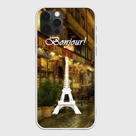 Чехол для iPhone 12 Pro Max с принтом Bonjour в Новосибирске, Силикон |  | bonjour | cafes | eiffel tower | lights | night | paris street | shop windows | shops | the city | витрины | город | кафе | магазины | ночь | огни | париж | привет | улица | эйфелева башня