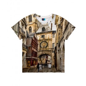 Детская футболка 3D с принтом Улицы Парижа в Новосибирске, 100% гипоаллергенный полиэфир | прямой крой, круглый вырез горловины, длина до линии бедер, чуть спущенное плечо, ткань немного тянется | Тематика изображения на принте: paris | архитектура | город
