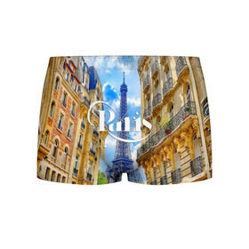 Мужские трусы 3D с принтом Париж, Эйфелева башня в Новосибирске, 50% хлопок, 50% полиэстер | классическая посадка, на поясе мягкая тканевая резинка | architecture | city | eiffel tower | houses | paris | street | the sky | архитектура | город | дома | небо | париж | улица | эйфелева башня