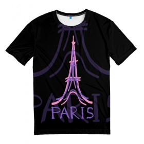 Мужская футболка 3D с принтом Париж в Новосибирске, 100% полиэфир | прямой крой, круглый вырез горловины, длина до линии бедер | architecture | eiffel tower | france | paris | архитектура | париж | франция | эйфелева башня