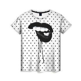 Женская футболка 3D с принтом Black Lips в Новосибирске, 100% полиэфир ( синтетическое хлопкоподобное полотно) | прямой крой, круглый вырез горловины, длина до линии бедер | black | girl | lips | lipstick | love | губы | девушка | женщина | любовь | помада | страсть | черный
