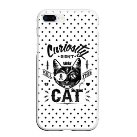 Чехол для iPhone 7Plus/8 Plus матовый с принтом Curiosity Cat в Новосибирске, Силикон | Область печати: задняя сторона чехла, без боковых панелей | animal | beast | cat | feline | gangsta | kill | king | kitty | meow | nature | гангстер | животное | зверь | король | кот | котенок | котик | кошка | мяу | природа