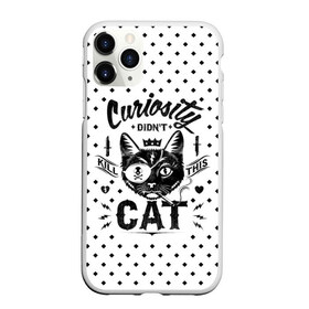 Чехол для iPhone 11 Pro матовый с принтом Curiosity Cat в Новосибирске, Силикон |  | animal | beast | cat | feline | gangsta | kill | king | kitty | meow | nature | гангстер | животное | зверь | король | кот | котенок | котик | кошка | мяу | природа