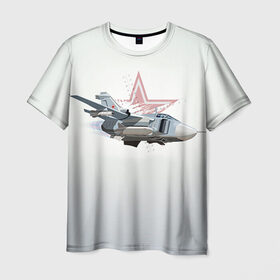 Мужская футболка 3D с принтом Су-24 в Новосибирске, 100% полиэфир | прямой крой, круглый вырез горловины, длина до линии бедер | Тематика изображения на принте: авиация