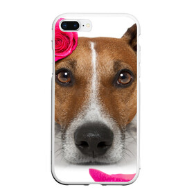 Чехол для iPhone 7Plus/8 Plus матовый с принтом Джек рассел с розой в Новосибирске, Силикон | Область печати: задняя сторона чехла, без боковых панелей | волкодав | дворняжка | джек | джек рассел | домашние животные | любимец | мопс | овчарка | пес | песик | питомец | рассел | сенбернар | собака | собачка