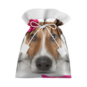 Подарочный 3D мешок с принтом Джек рассел с розой в Новосибирске, 100% полиэстер | Размер: 29*39 см | волкодав | дворняжка | джек | джек рассел | домашние животные | любимец | мопс | овчарка | пес | песик | питомец | рассел | сенбернар | собака | собачка