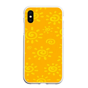 Чехол для iPhone XS Max матовый с принтом Солнышко в Новосибирске, Силикон | Область печати: задняя сторона чехла, без боковых панелей | желтый | паттерн | солнце | яркий