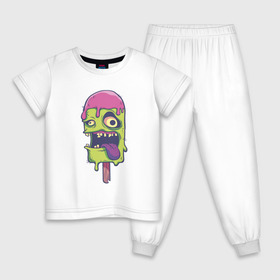 Детская пижама хлопок с принтом Мороженное Зомби в Новосибирске, 100% хлопок |  брюки и футболка прямого кроя, без карманов, на брюках мягкая резинка на поясе и по низу штанин
 | Тематика изображения на принте: 