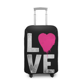 Чехол для чемодана 3D с принтом Love в Новосибирске, 86% полиэфир, 14% спандекс | двустороннее нанесение принта, прорези для ручек и колес | amour | faith | happy | heart | hope | love | амур | вера | любовь | надежда | сердце | счастье