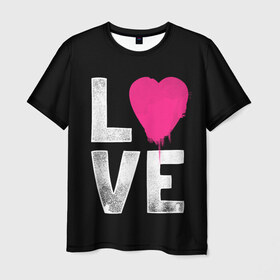 Мужская футболка 3D с принтом Love в Новосибирске, 100% полиэфир | прямой крой, круглый вырез горловины, длина до линии бедер | amour | faith | happy | heart | hope | love | амур | вера | любовь | надежда | сердце | счастье