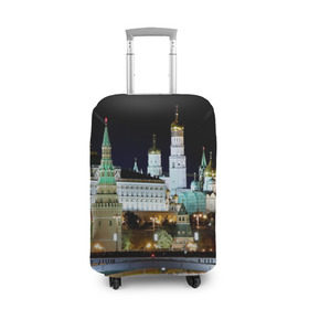 Чехол для чемодана 3D с принтом Москва в Новосибирске, 86% полиэфир, 14% спандекс | двустороннее нанесение принта, прорези для ручек и колес | город | ночь | пейзаж