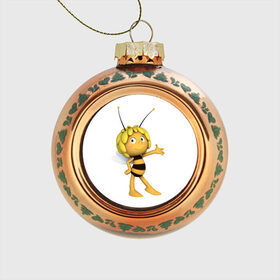 Стеклянный ёлочный шар с принтом Пчелка Майя в Новосибирске, Стекло | Диаметр: 80 мм | Тематика изображения на принте: пчелка майя