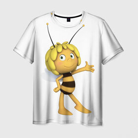 Мужская футболка 3D с принтом Пчелка Майя в Новосибирске, 100% полиэфир | прямой крой, круглый вырез горловины, длина до линии бедер | пчелка майя