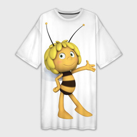 Платье-футболка 3D с принтом Пчелка Майя в Новосибирске,  |  | пчелка майя