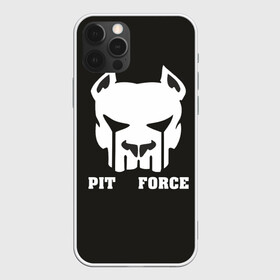 Чехол для iPhone 12 Pro с принтом Pit Force в Новосибирске, силикон | область печати: задняя сторона чехла, без боковых панелей | pit force | белый | боец | друг человека | животные | питбуль | порода | собака | цвет | чёрный