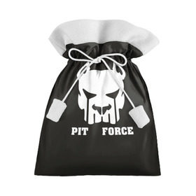 Подарочный 3D мешок с принтом Pit Force в Новосибирске, 100% полиэстер | Размер: 29*39 см | pit force | белый | боец | друг человека | животные | питбуль | порода | собака | цвет | чёрный