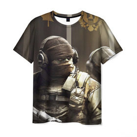 Мужская футболка 3D с принтом Tom Clancy Rainbow Six в Новосибирске, 100% полиэфир | прямой крой, круглый вырез горловины, длина до линии бедер | clancy | rainbow | six | tom | автоматы | игры | маски | мужчины | осада | солдаты