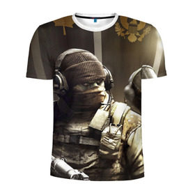 Мужская футболка 3D спортивная с принтом Tom Clancy Rainbow Six в Новосибирске, 100% полиэстер с улучшенными характеристиками | приталенный силуэт, круглая горловина, широкие плечи, сужается к линии бедра | clancy | rainbow | six | tom | автоматы | игры | маски | мужчины | осада | солдаты