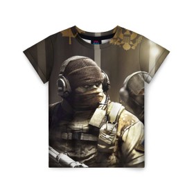 Детская футболка 3D с принтом Tom Clancy Rainbow Six в Новосибирске, 100% гипоаллергенный полиэфир | прямой крой, круглый вырез горловины, длина до линии бедер, чуть спущенное плечо, ткань немного тянется | clancy | rainbow | six | tom | автоматы | игры | маски | мужчины | осада | солдаты