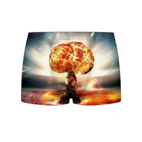 Мужские трусы 3D с принтом Атомный взрыв в Новосибирске, 50% хлопок, 50% полиэстер | классическая посадка, на поясе мягкая тканевая резинка | Тематика изображения на принте: city | earth | explosion | mushroom | night | nuclear | sky | атомный | взрыв | город | гриб | земля | небо | ночь