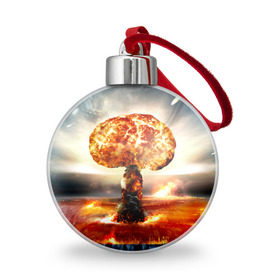 Ёлочный шар с принтом Атомный взрыв в Новосибирске, Пластик | Диаметр: 77 мм | city | earth | explosion | mushroom | night | nuclear | sky | атомный | взрыв | город | гриб | земля | небо | ночь