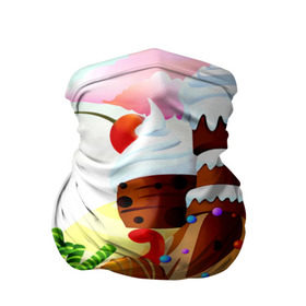 Бандана-труба 3D с принтом Candy Town в Новосибирске, 100% полиэстер, ткань с особыми свойствами — Activecool | плотность 150‒180 г/м2; хорошо тянется, но сохраняет форму | Тематика изображения на принте: конфеты | пирожные | сладости | яркий