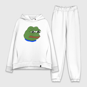 Женский костюм хлопок Oversize с принтом SAD FROG в Новосибирске,  |  | meme | pepe frog | pepe the frog | sad frog | грустная лягушка | мем