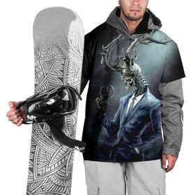 Накидка на куртку 3D с принтом Скелетон в Новосибирске, 100% полиэстер |  | костюм | рога | скелет | череп