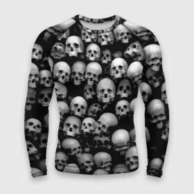 Мужской рашгард 3D с принтом Черепа в Новосибирске,  |  | background | black | death | skeletons | skull | скелеты | фон | черепа | черный