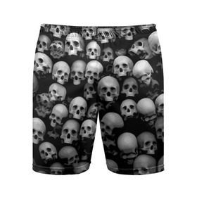 Мужские шорты 3D спортивные с принтом Черепа в Новосибирске,  |  | background | black | death | skeletons | skull | скелеты | фон | черепа | черный
