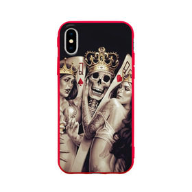 Чехол для Apple iPhone X силиконовый матовый с принтом Скелетоны в Новосибирске, Силикон | Печать на задней стороне чехла, без боковой панели | background | black | cards | color | crown | death | game | girl | hearts | king | queen | skeleton | skull | spades | tattoo | девушки | игра | карты | королевы | король | короны | масть | пики | скелет | тату | фон | черви 