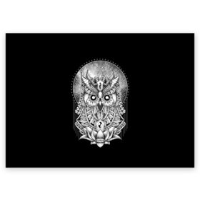 Поздравительная открытка с принтом Королевская сова в Новосибирске, 100% бумага | плотность бумаги 280 г/м2, матовая, на обратной стороне линовка и место для марки
 | bird | forest | moon | nature | night | owl | queen | tatoo | wood | королева | лес | луна | ночь | природа | птица | сова | тату