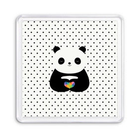 Магнит 55*55 с принтом Любовь панды в Новосибирске, Пластик | Размер: 65*65 мм; Размер печати: 55*55 мм | animal | bear | beast | forest | heart | love | nature | panda | животное | зверь | лес | любовь | медведь | панда | природа | сердце | страсть