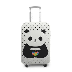 Чехол для чемодана 3D с принтом Любовь панды в Новосибирске, 86% полиэфир, 14% спандекс | двустороннее нанесение принта, прорези для ручек и колес | animal | bear | beast | forest | heart | love | nature | panda | животное | зверь | лес | любовь | медведь | панда | природа | сердце | страсть