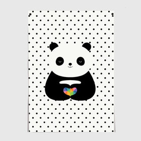 Постер с принтом Любовь панды в Новосибирске, 100% бумага
 | бумага, плотность 150 мг. Матовая, но за счет высокого коэффициента гладкости имеет небольшой блеск и дает на свету блики, но в отличии от глянцевой бумаги не покрыта лаком | animal | bear | beast | forest | heart | love | nature | panda | животное | зверь | лес | любовь | медведь | панда | природа | сердце | страсть