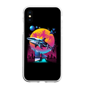 Чехол для iPhone XS Max матовый с принтом Ретро акула в Новосибирске, Силикон | Область печати: задняя сторона чехла, без боковых панелей | retro | shark