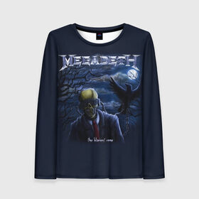 Женский лонгслив 3D с принтом Megadeth. The Blackest Crow в Новосибирске, 100% полиэстер | длинные рукава, круглый вырез горловины, полуприлегающий силуэт | dave | megadeth | metal | mustaine | rattlehead | rock | thrash | vic | дейв | мастейн | мегадет | метал | рок | треш