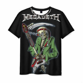 Мужская футболка 3D с принтом Megadeth в Новосибирске, 100% полиэфир | прямой крой, круглый вырез горловины, длина до линии бедер | 
