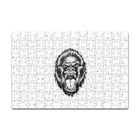 Пазл магнитный 126 элементов с принтом Рык гориллы в Новосибирске, полимерный материал с магнитным слоем | 126 деталей, размер изделия —  180*270 мм | animal | beast | gorilla | head | monkey | nature | rage | roar | голова | горилла | жиивотное | зверь | обезьяна | природа | рык | ярость