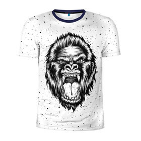 Мужская футболка 3D спортивная с принтом Рык гориллы в Новосибирске, 100% полиэстер с улучшенными характеристиками | приталенный силуэт, круглая горловина, широкие плечи, сужается к линии бедра | Тематика изображения на принте: animal | beast | gorilla | head | monkey | nature | rage | roar | голова | горилла | жиивотное | зверь | обезьяна | природа | рык | ярость