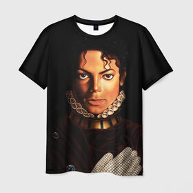 Мужская футболка 3D с принтом Король Майкл Джексон в Новосибирске, 100% полиэфир | прямой крой, круглый вырез горловины, длина до линии бедер | king | michael jackson | pop music | король | майкл | музыка | перчатка | поп музыка