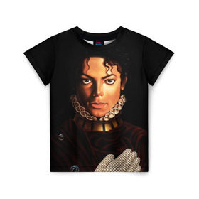 Детская футболка 3D с принтом Король Майкл Джексон в Новосибирске, 100% гипоаллергенный полиэфир | прямой крой, круглый вырез горловины, длина до линии бедер, чуть спущенное плечо, ткань немного тянется | king | michael jackson | pop music | король | майкл | музыка | перчатка | поп музыка