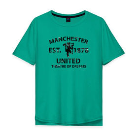 Мужская футболка хлопок Oversize с принтом Manchester United - Est.1878 (Чёрный) в Новосибирске, 100% хлопок | свободный крой, круглый ворот, “спинка” длиннее передней части | Тематика изображения на принте: manchester united | манчестер юнайтед | футбол