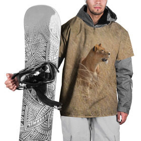 Накидка на куртку 3D с принтом Львица в траве в Новосибирске, 100% полиэстер |  | амурский | животные | киса | кот | котенок | кошка | лев | львица | пума | рысь | серый | тигр | хищник