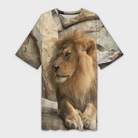 Платье-футболка 3D с принтом Лев в Новосибирске,  |  | Тематика изображения на принте: амурский | животные | киса | кот | котенок | кошка | лев | львица | пума | рысь | серый | тигр | хищник