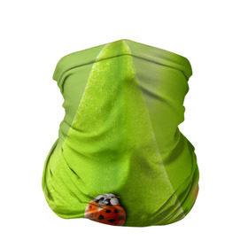 Бандана-труба 3D с принтом Жучки на травке в Новосибирске, 100% полиэстер, ткань с особыми свойствами — Activecool | плотность 150‒180 г/м2; хорошо тянется, но сохраняет форму | Тематика изображения на принте: жук | зеленый | зелень | красный | насекомые | природа