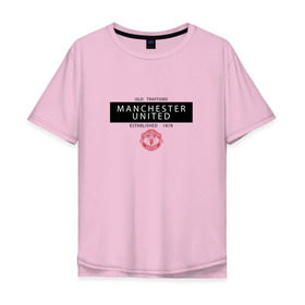 Мужская футболка хлопок Oversize с принтом Manchester United - Established 1878 (чёрный) в Новосибирске, 100% хлопок | свободный крой, круглый ворот, “спинка” длиннее передней части | manchester united | манчестер юнайтед | футбол