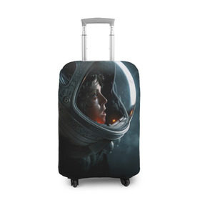 Чехол для чемодана 3D с принтом Девушка космонавт в Новосибирске, 86% полиэфир, 14% спандекс | двустороннее нанесение принта, прорези для ручек и колес | alien | космос | рипли | скафандр | чужой