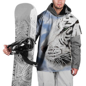 Накидка на куртку 3D с принтом Белый тигр в Новосибирске, 100% полиэстер |  | 